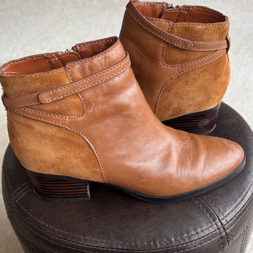 Lauren Ralph Lauren Brown Leather Damara Ankle Bootie SZ 8